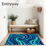 Wave Border Interlocking Ocean Inspired Decorative Flooring(Blue)