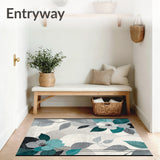 Shadow Bloom Abstract Floral Grey and Teal Toned Area Rug(Gray)