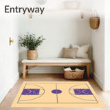 Basketball Court Beige Floor Purple Key Gray Lines(Beige)