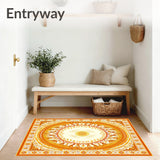 Elegant Boho Sunburst Bathroom Runner Rug Washable Kitchen Area Carpet(Yellow)