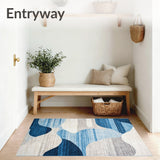 Boho Style Runner Hand Woven Design Area Blue Beige Tones(Blue)