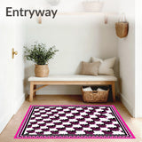 Festive Checkered Holiday Decorative Floor Covering(Pink)