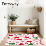 Festive Gnome Snowflake Medallion Doormat with Holiday Candles Design(Pink)