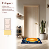 Ultra Soft Area Rug, Non Slip, Stain Resistant, Washable Area Rugs for Living Room, Bedroom, Educational Planet Theme Bedroom Round Carpet(Orange)
