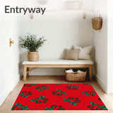 Holiday Pine Branch Print Dorm Room Floor(Red)