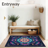 Ethereal Spiral Rug in Semi Circle Shape with Multicolor Galaxy Shades(Blue)