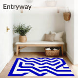 Modern Zigzag Pathway Artistic Asymmetrical Distinctive(Blue)