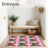 Festive Nordic Snowflake Mosaic with Cheerful Holly Leaf Highlights(Red)