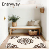 Elegant Floral Medallion with Detailed Interlocking Petals(Brown)