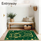 Whimsical Feline Outline with Festooned String Lights and Accents(Green)