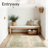 Beige Green Vintage Design Easy Clean Durable Non Shed(Beige)