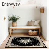 Artisan Medallion Tapestry with Baroque Flourish Motifs(Black)