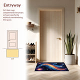 Ultra Soft Area Rug, Non Slip, Stain Resistant, Washable Area Rugs for Living Room, Bedroom, Galaxy Planet Earth(Blue)