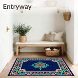 Celtic Knotwork Motif with Stylized Blossoms and Ornate Vines(Blue)