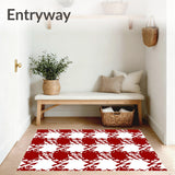Holiday Checkered Entry with Festive Plaid Design(Red)