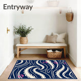 Ocean Wave Nautical Anchor Design Floor Covering (Blue)