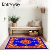 Traditional Medallion Holiday Pathway with Symmetrical Flourishes(Blue)