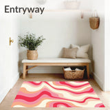 Sunset Gradient Waves Abstract Contemporary Floor Covering (Pink)