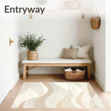 Elegant Beige Wave Non Slip Bath for Bathroom(Beige)