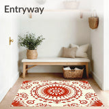 Sunburst Medallion Accent Plush Festive Elegant(Red)