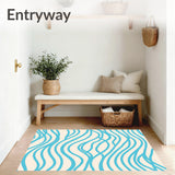 Gentle Waves Minimalist Contemporary Floor Covering(Blue)