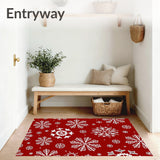 Festive Snowflake Wonderland Holiday Floor Covering(Red)