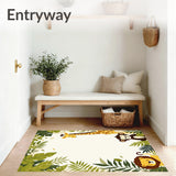 Dreamy Safari Beige Area Featuring Sweet Jungle Creatures(Green)