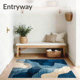 Chateau Collection Serene Horizon Area Dark Blue Beige Abstract Design(Blue)