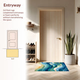 Ocean Waves Area Abstract Coastal Design(Blue)