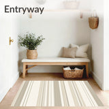 Elegant Ivory Beige Striped Area(Beige)