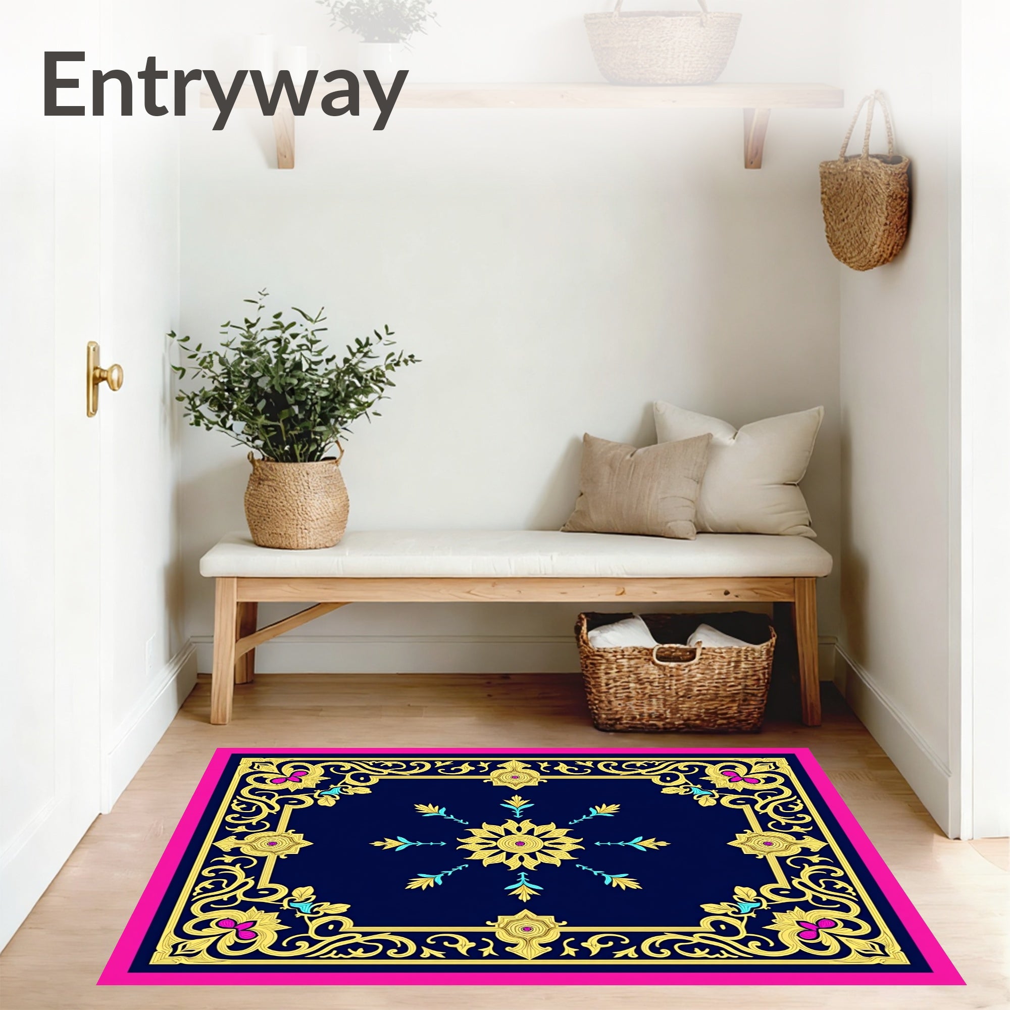 Floral Vine Scrollwork in Ornate with Baroque Flourishes (Blue) - ODIKA