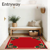 Winter Pine Interlocking Motif with Festive Embellished Borders(Red)