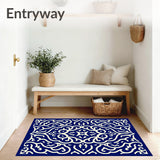 Elegant Swirl Medallion Trellis Abstract Vintage Contemporary (Blue)