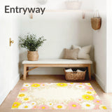 Daisy Burst Featuring Playful Flower Motifs and Artistic Flourishes(Beige)