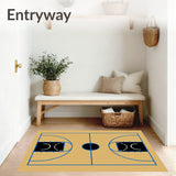 Basketball Court Brown Floor Black Key Blue Lines(Beige)