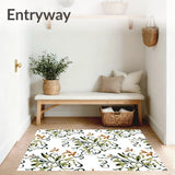 Botanical Vine Scroll with Natural Leaf Accent (White)