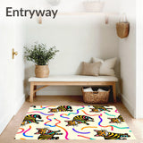 LED Enhanced Tabby Cat Portrait featuring Vibrant Paw Prints(Black)