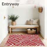 Festive Cane Stripe Geometric Floor Covering(Red)