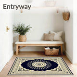 Ornate Medallion Motif with Intricate Border Framework Design(Navy)