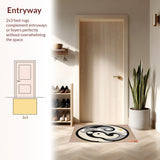 Ultra Soft Area Rug, Non Slip, Stain Resistant, Washable Area Rugs for Living Room, Bedroom, yin yang happy face(Gray) - ODIKA