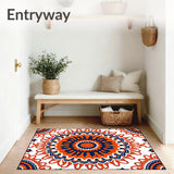 Burst Ornamental Tapestry Design Pile Indoor Floor Covering (Orange)