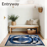 Deep Blues And Gray Modern Geometric Area With Sharp Lines(Blue)