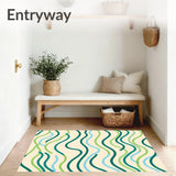 Abstract Wave Flow Floor Covering(Ivory)