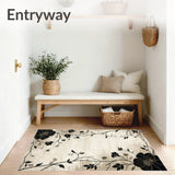 Elegant Black and Beige Abstract Flower(Beige)