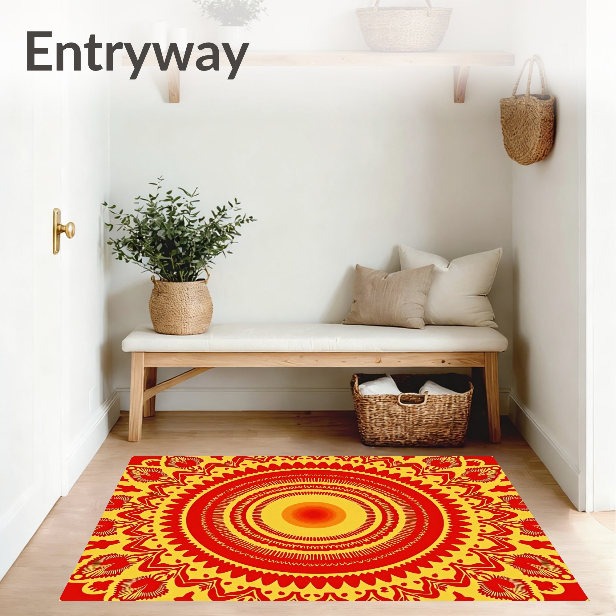 Vibrant Sunrise Medallion Swirl Tangerine Radial (Red) - ODIKA