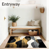 Farmhouse Rustic Rug with Black and Gold Elements(Gold)