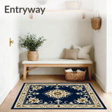 Elegant Damask Scroll Vintage Inspired Baroque Emblem(Blue)