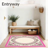 Floral Paisley Scroll Design Ornamental Traditional Accent(Pink)