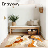 Artisan Cascade with Flowing Beige and Brown Waves Orange Highlights(Beige)