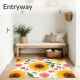 Cottage Garden Sunburst Floral with Hand Painted Blossom Details(Yellow)